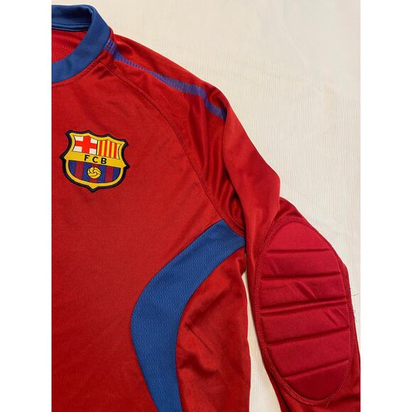 FC Barcelona Goalkeeper Soccer Jersey Mens Medium Large Red Elbow Pads Padded - Picture 4 of 14